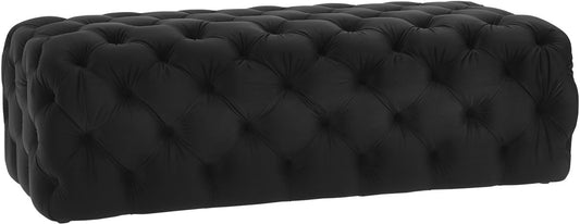 Hailey Jumbo Black Velvet Ottoman