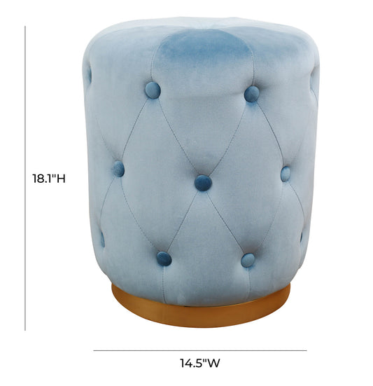 Stacy Blue Velvet Ottoman