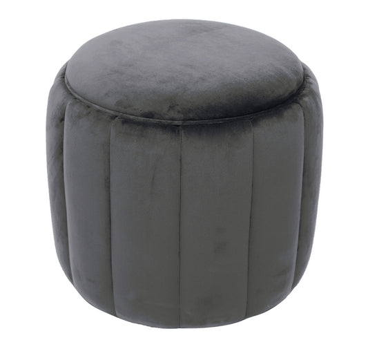 Ivy Grey Velvet Ottoman