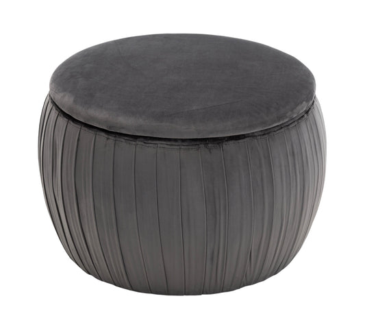 Flora Grey Velvet Storage Ottoman