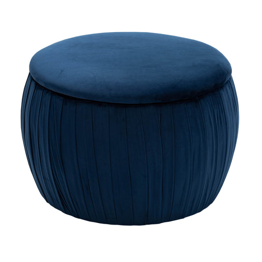 Flora Navy Velvet Storage Ottoman