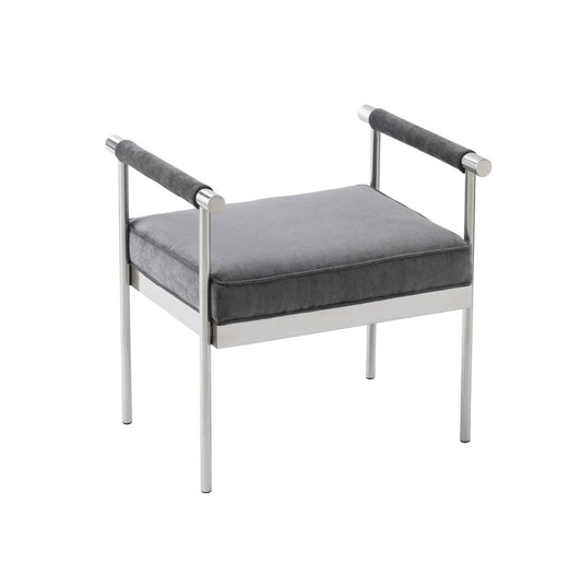 Davina Grey Velvet Bench