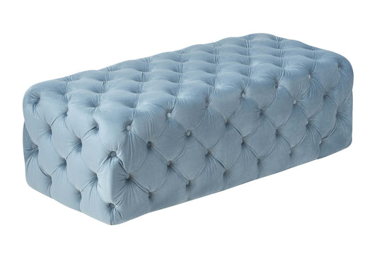 Dolce Sea Blue Velvet Ottoman