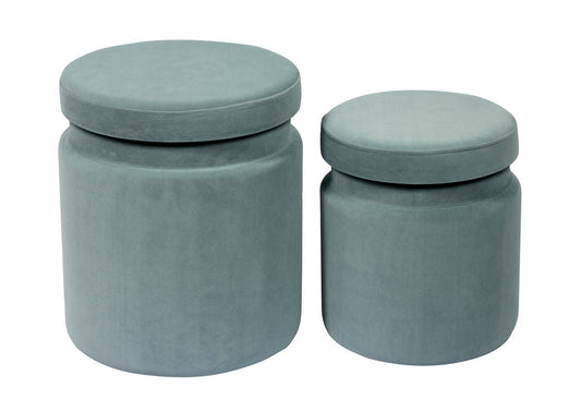 Kristen Sea Blue Storage Ottomans - Set of 2