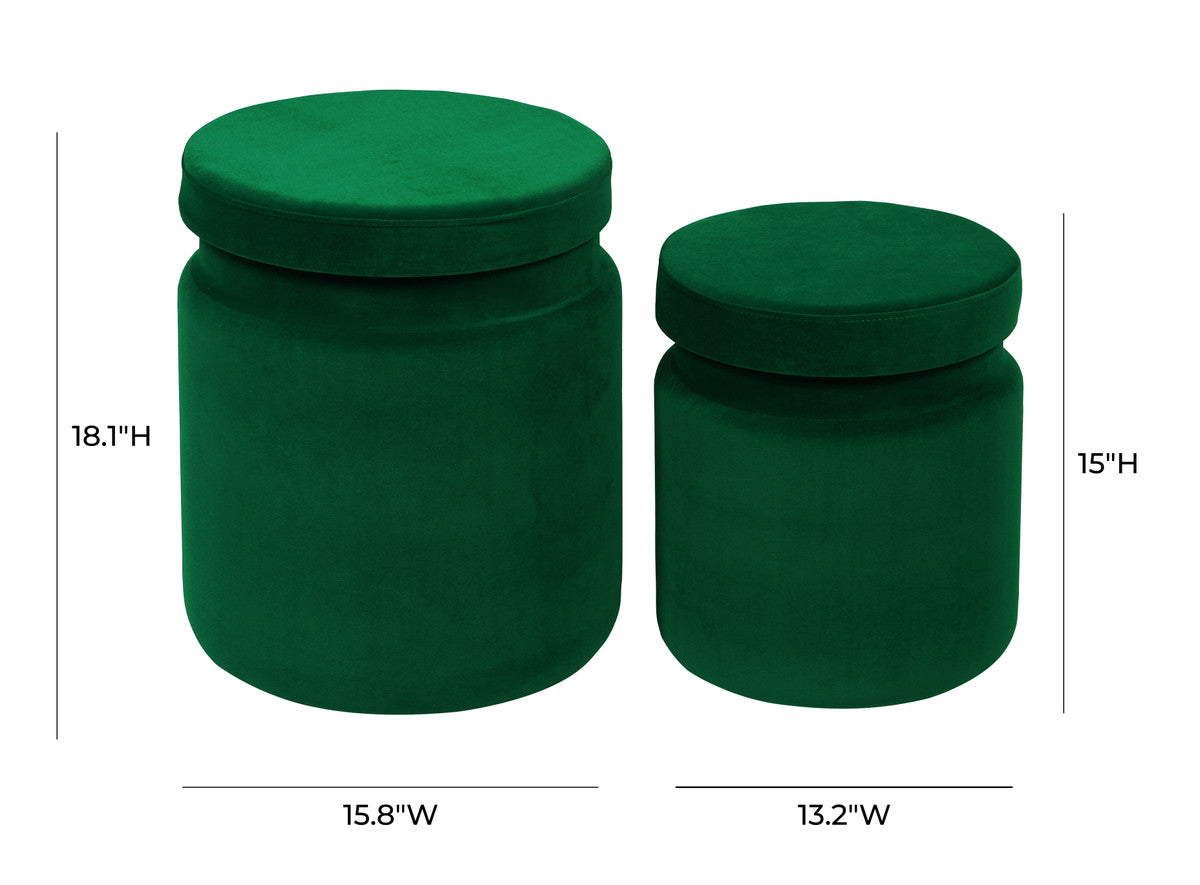 Kristen Green Storage Ottomans - Set of 2