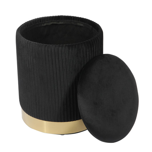 Spencer Black Velvet Storage Ottoman