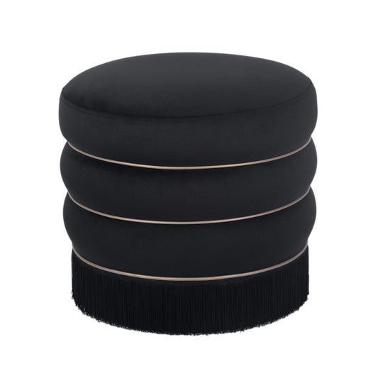 Layla Black Velvet Ottoman