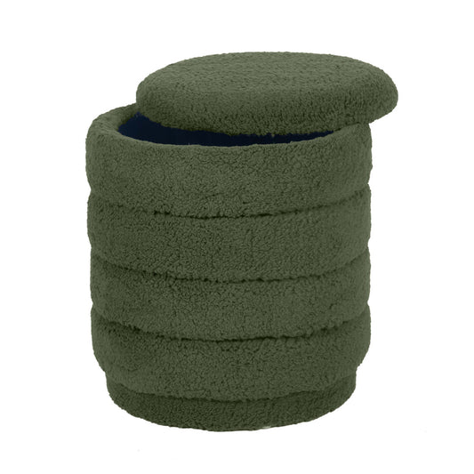 Tessa Olive Green Round Storage Ottoman